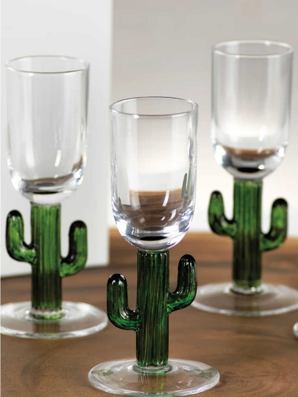 New Green Cactus Stem Shot Glasses - Set of 4 - Picture 3 of 6